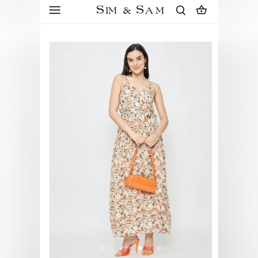 Sim And Sam Multicolor Floral Maxi Dress Medium New summer wedding guest casual